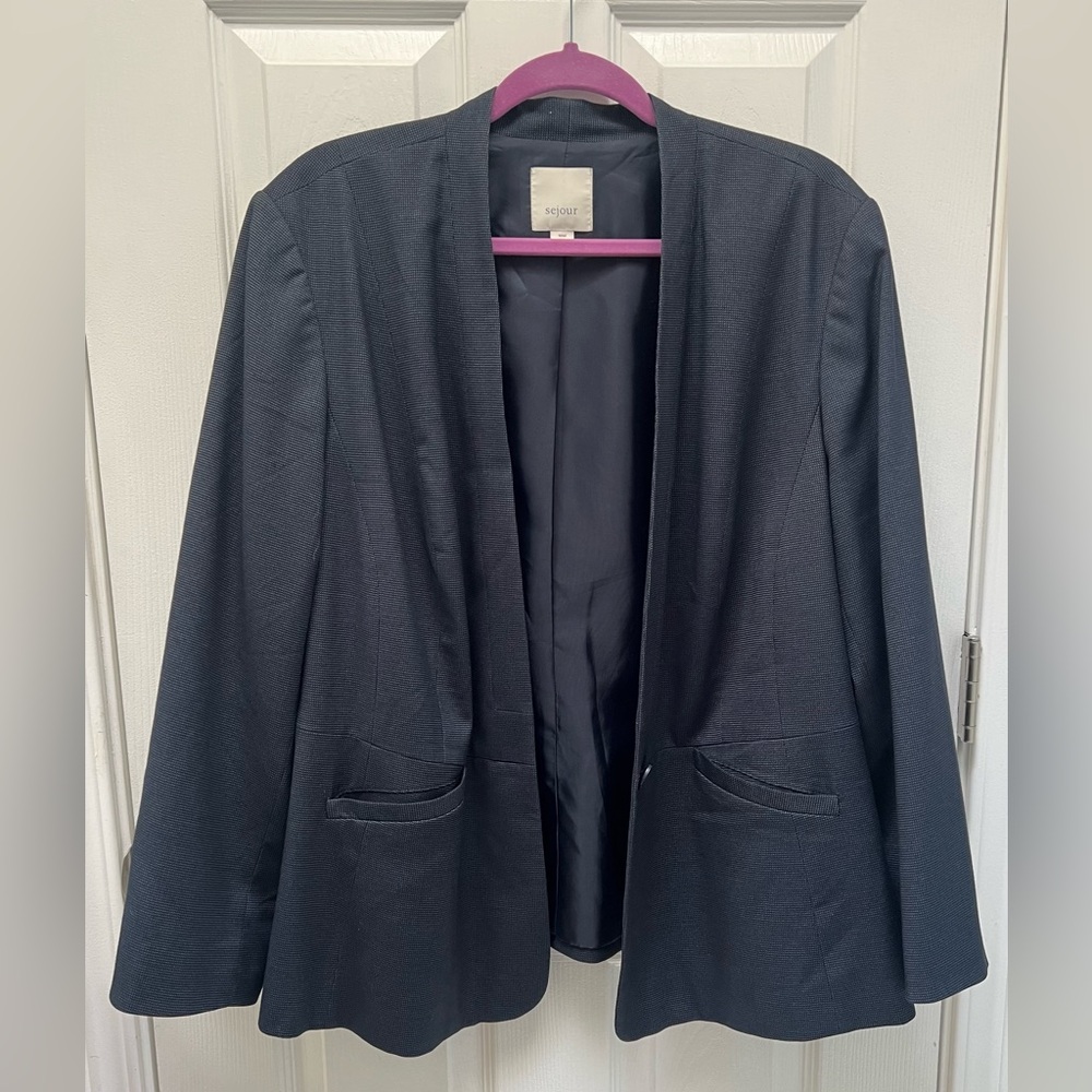 Sejour Navy Blue Single Button Blazer Jacket Size 18W